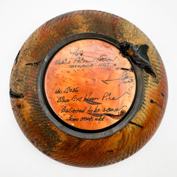 Tasmanian Turned Wood Bowl Ancient Huan Pine Birds Eye The Mobile Prickle Farm - Picture 5 of 13